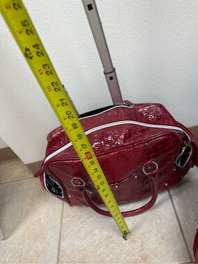 faux-alligator skin Kathy Van Zeeland rolling underseat luggage bag.